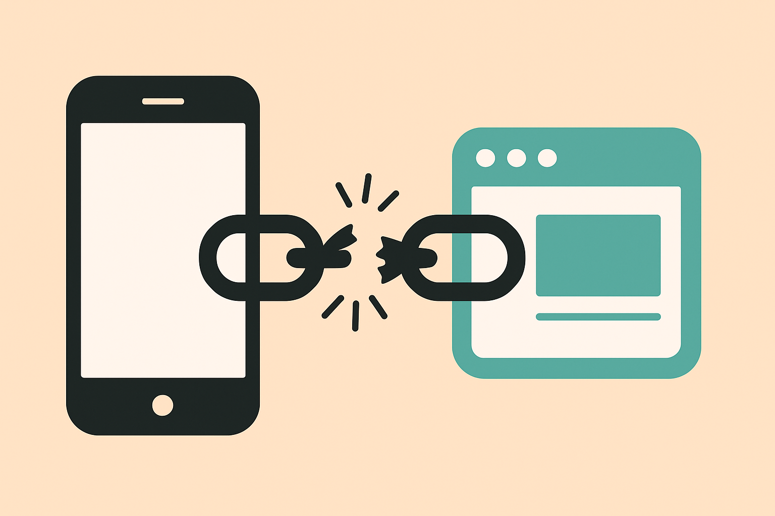 A chain linking a phone to an application breaks